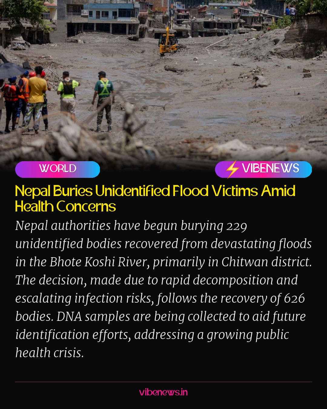 Nepal Buries Unidentified Flood Victims Amid Health Concerns