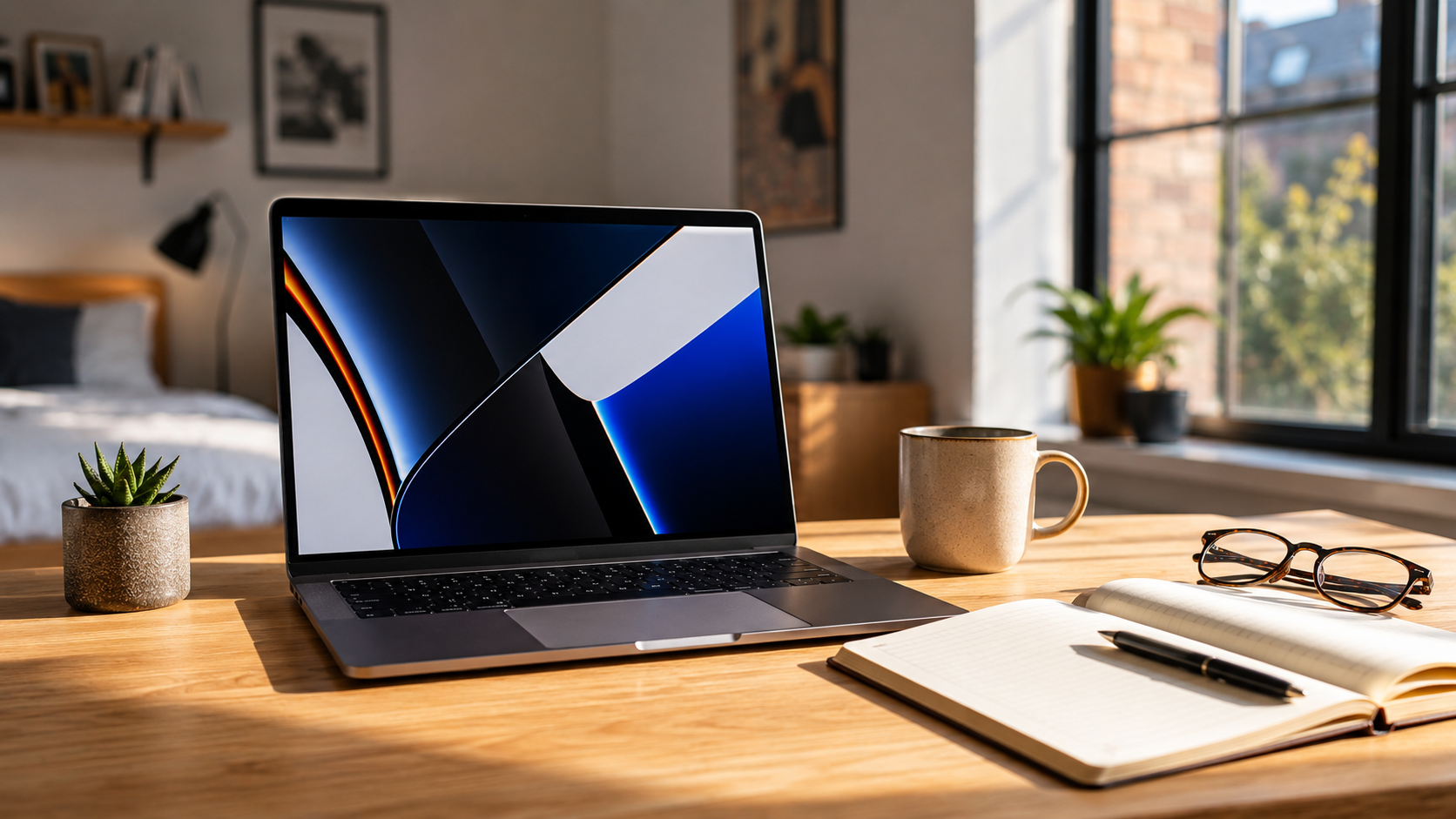 Modern workspace with cozy ambiance