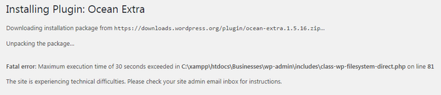 Ocean-Extra-Plugin-Error
