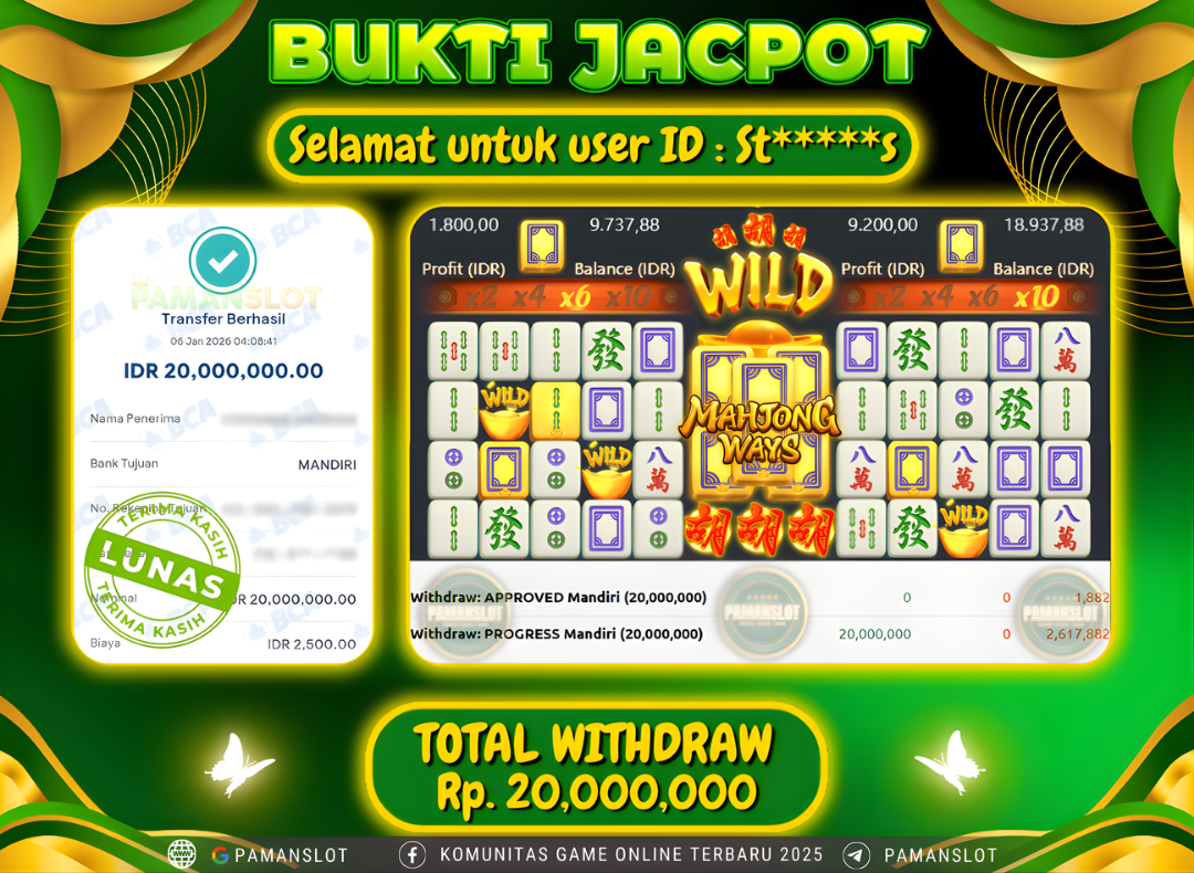PAMANSLOT JACKPOT Game PG - Mahjong Ways Rp.20,000,000- LUNAS