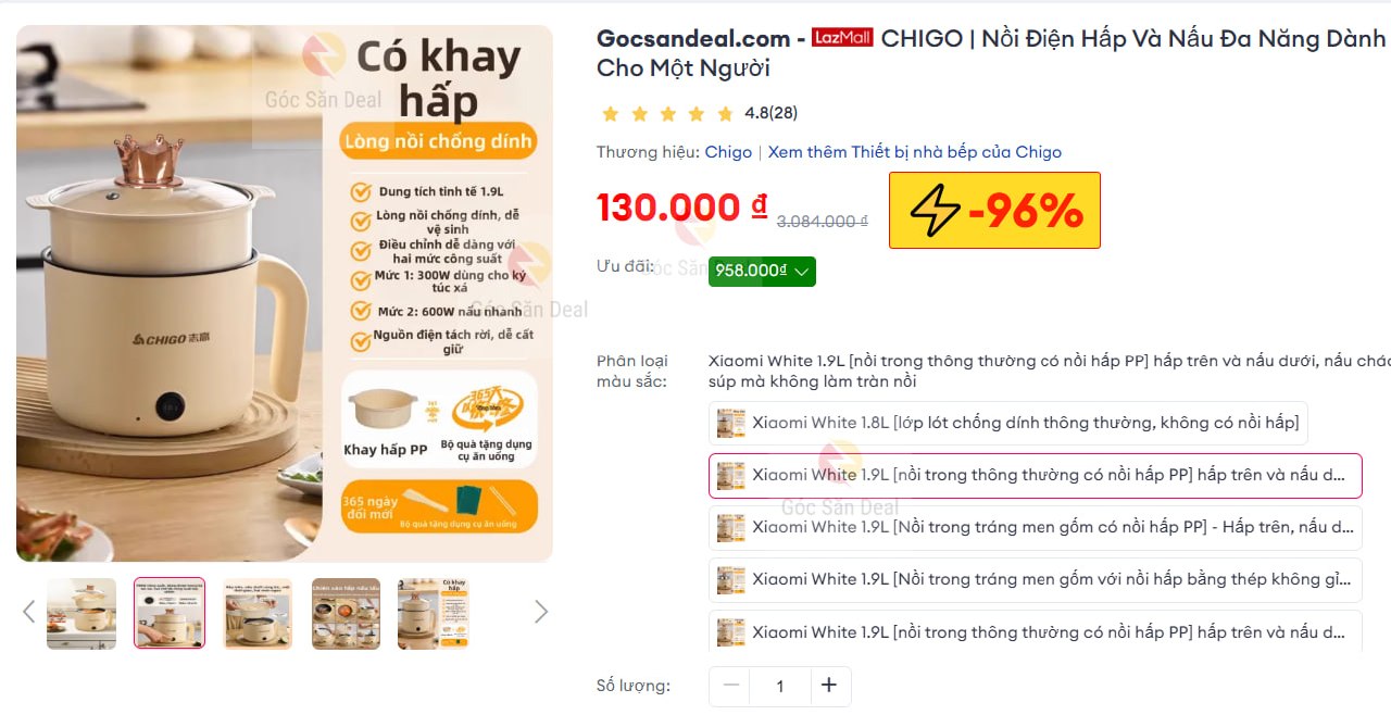CHIGO | Nồi Điện Hấp Và Nấu Đa Năng Dành Cho Một Người