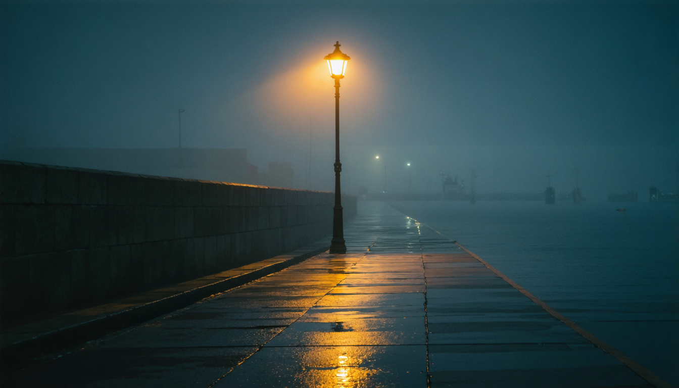 A lone streetlight proving that illumination requires no audience.
