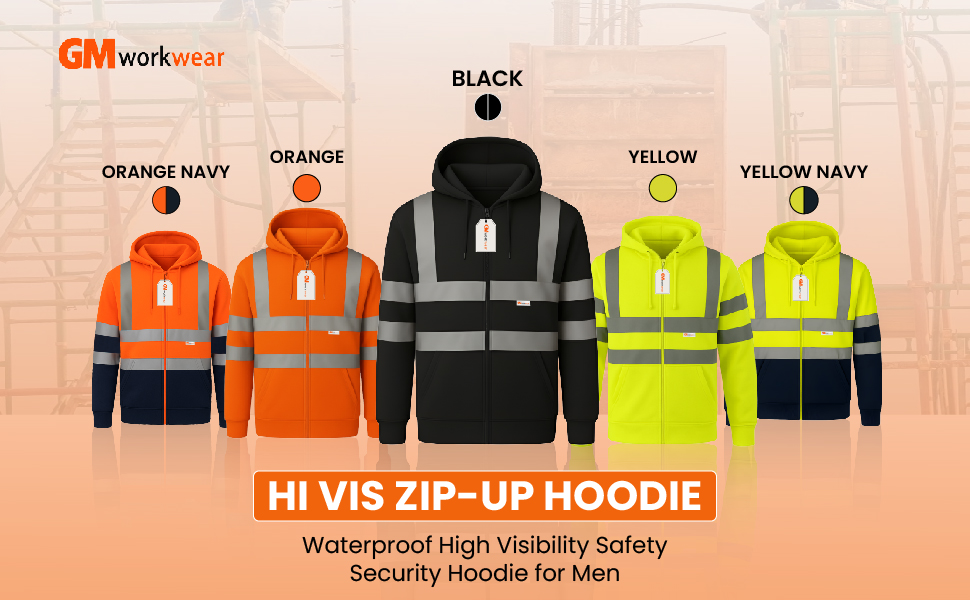 Orange navy and yellow navy hoodie options