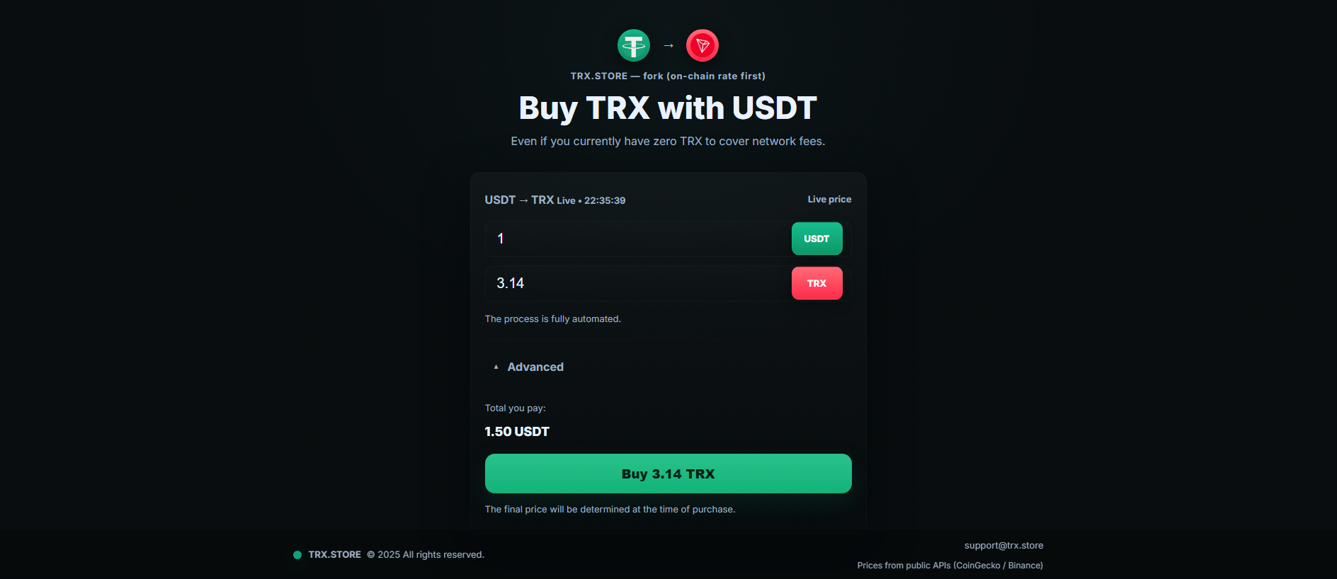 Stored capture of trx.store