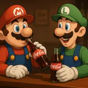 002 Mário e Luigi bebendo Coca Cola