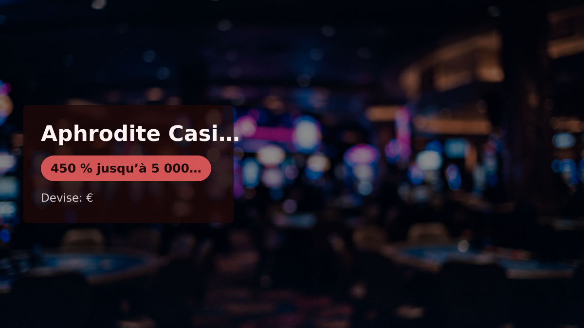 Aphrodite Casino — bonus de bienvenue 450 % jusqu’à 5 000 €, paiements: Visa, Mastercard, Skrill, Neteller, USDT