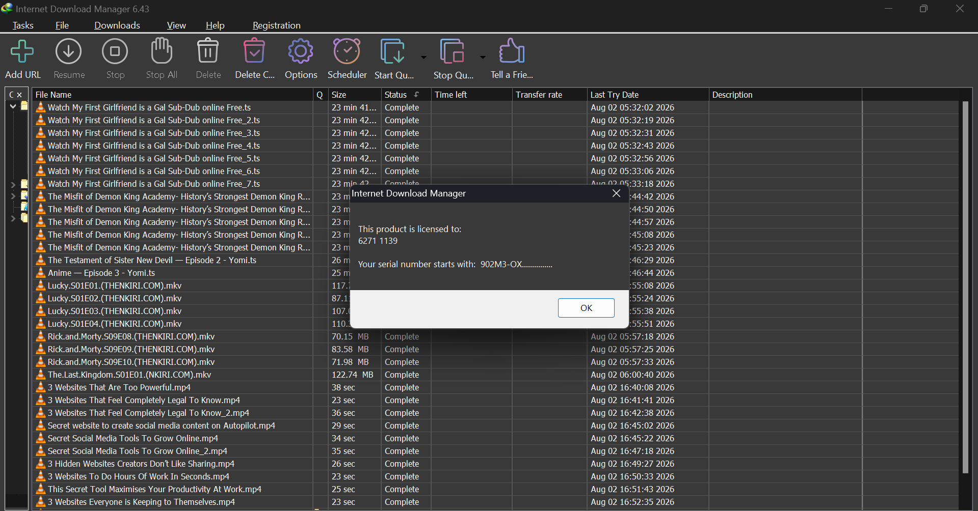 Status report & frozen keys