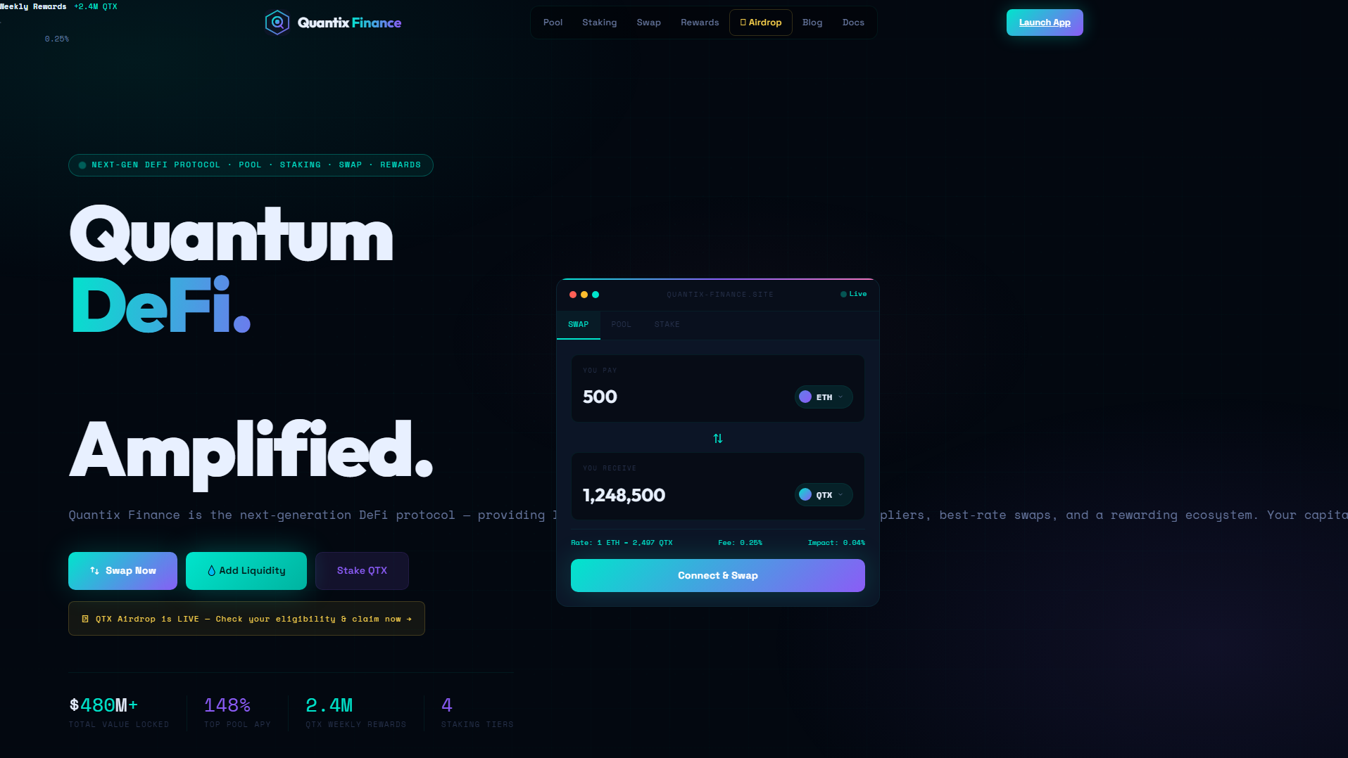 Forensic screenshot of quantix-finance.site showing the phishing page layout