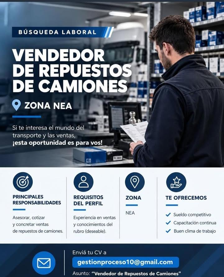 Se Busca Vendedor de Repuestos de Camiones en Misiónes