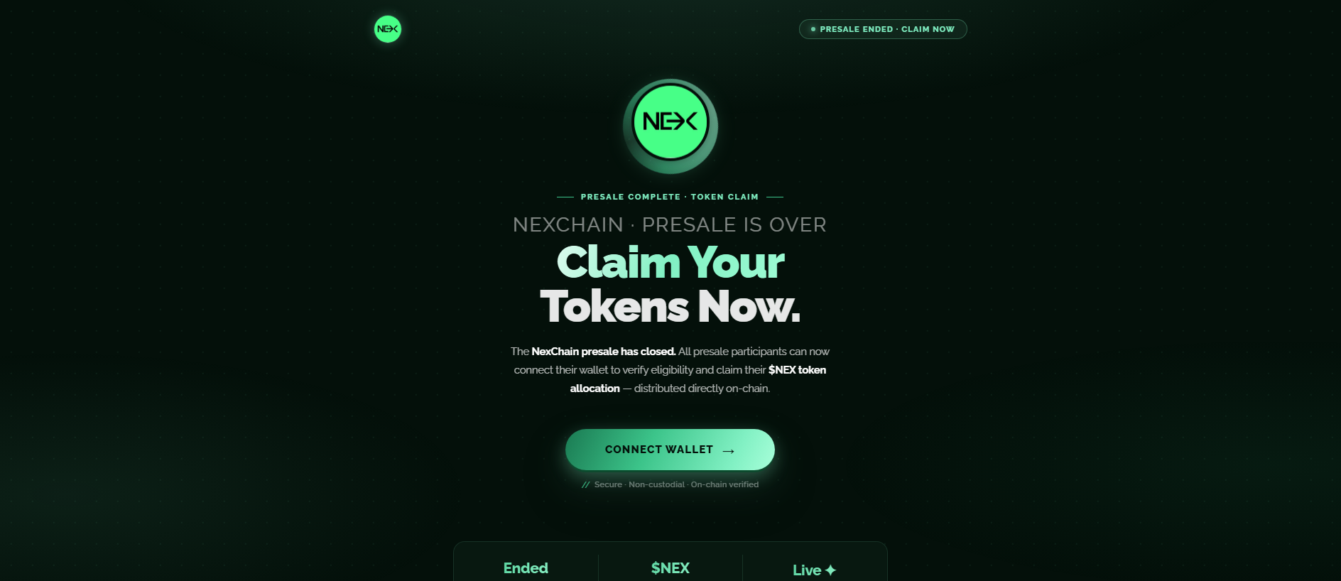 Screenshot of nexchaintoken.live