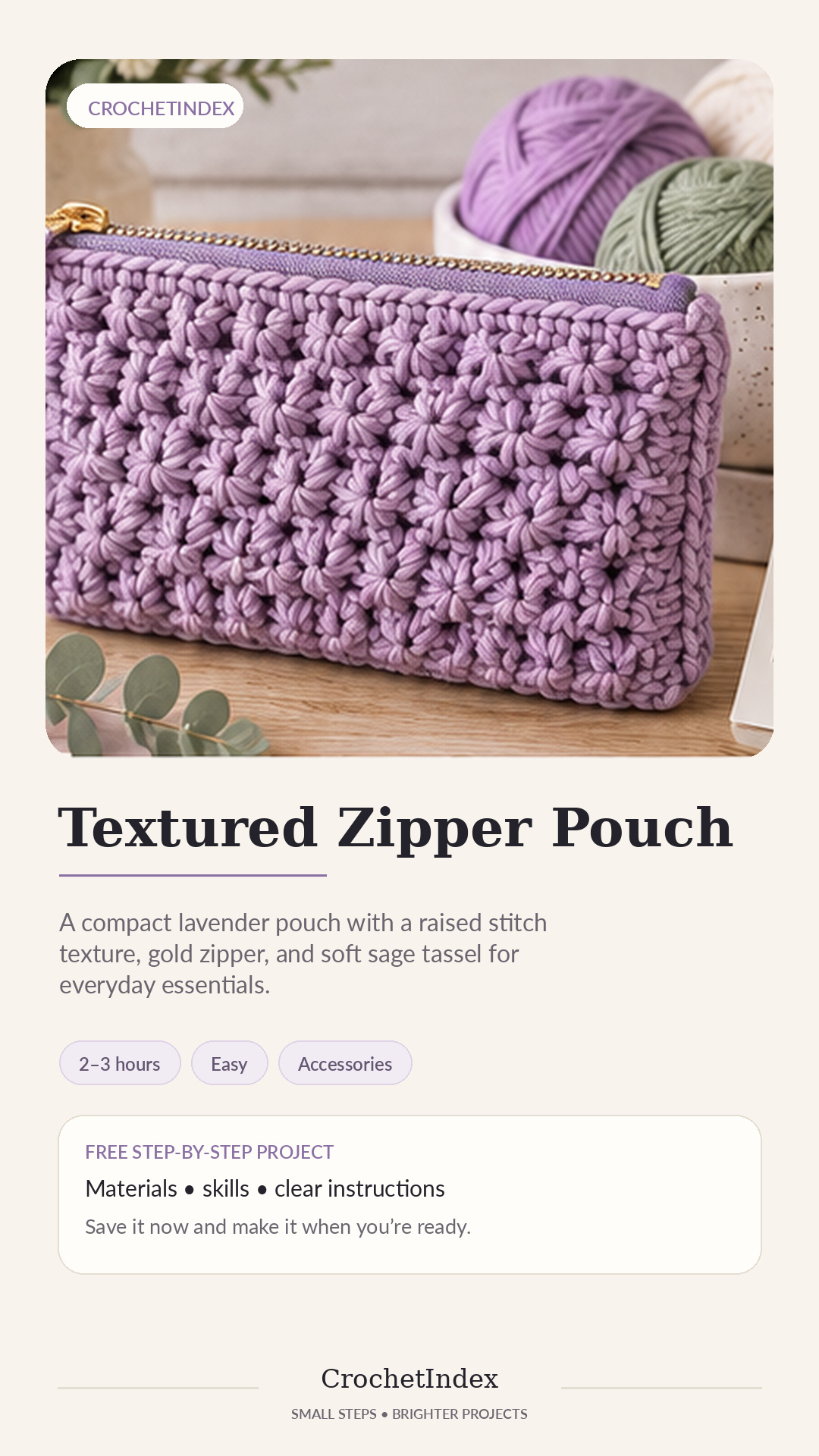 Textured Zipper Pouch Pinterest project poster