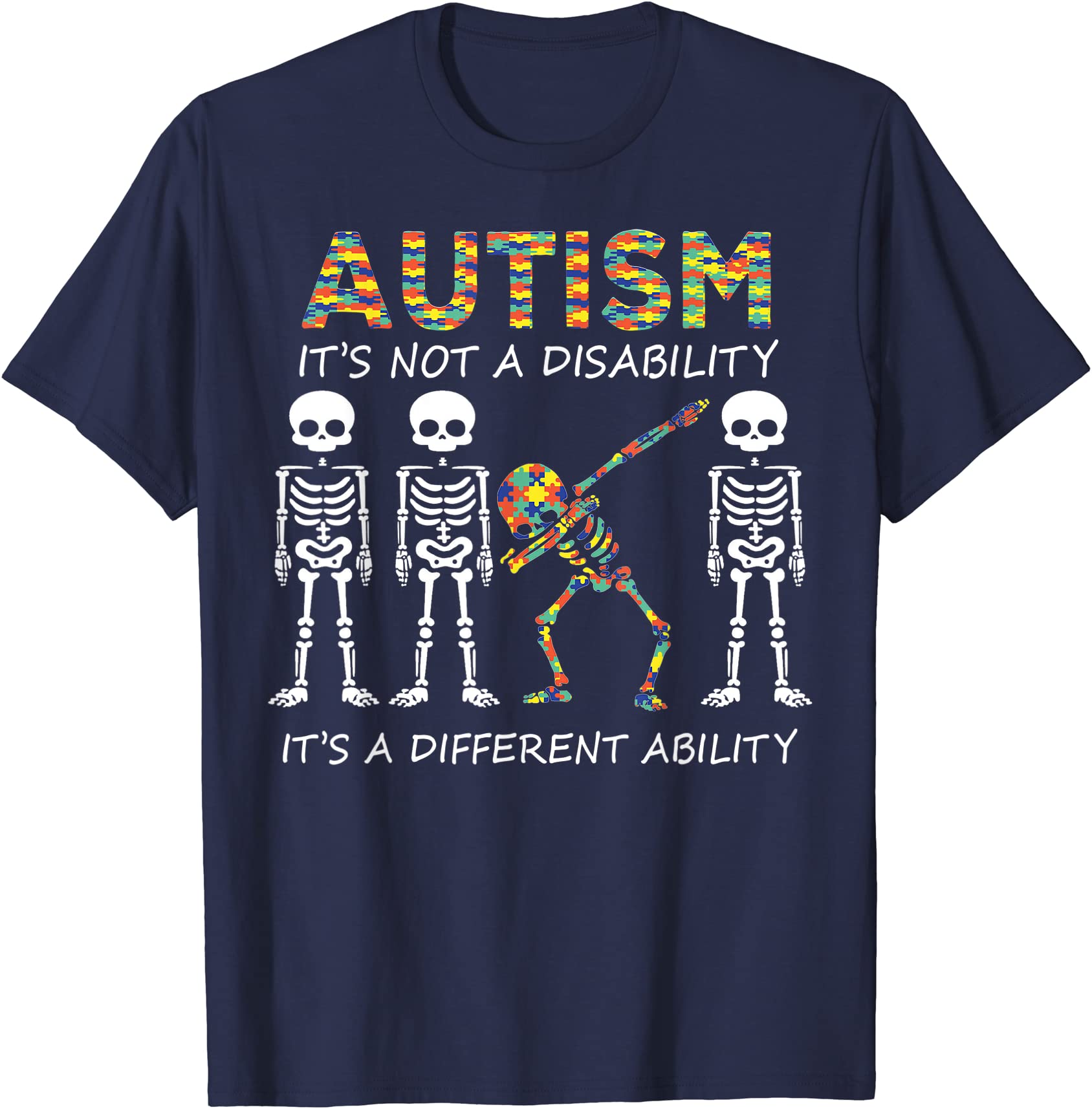 Autism It’s A Different Ability Dabbing Skeleton Unisex T-Shirt