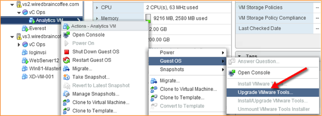 vsphere updating vmware tools