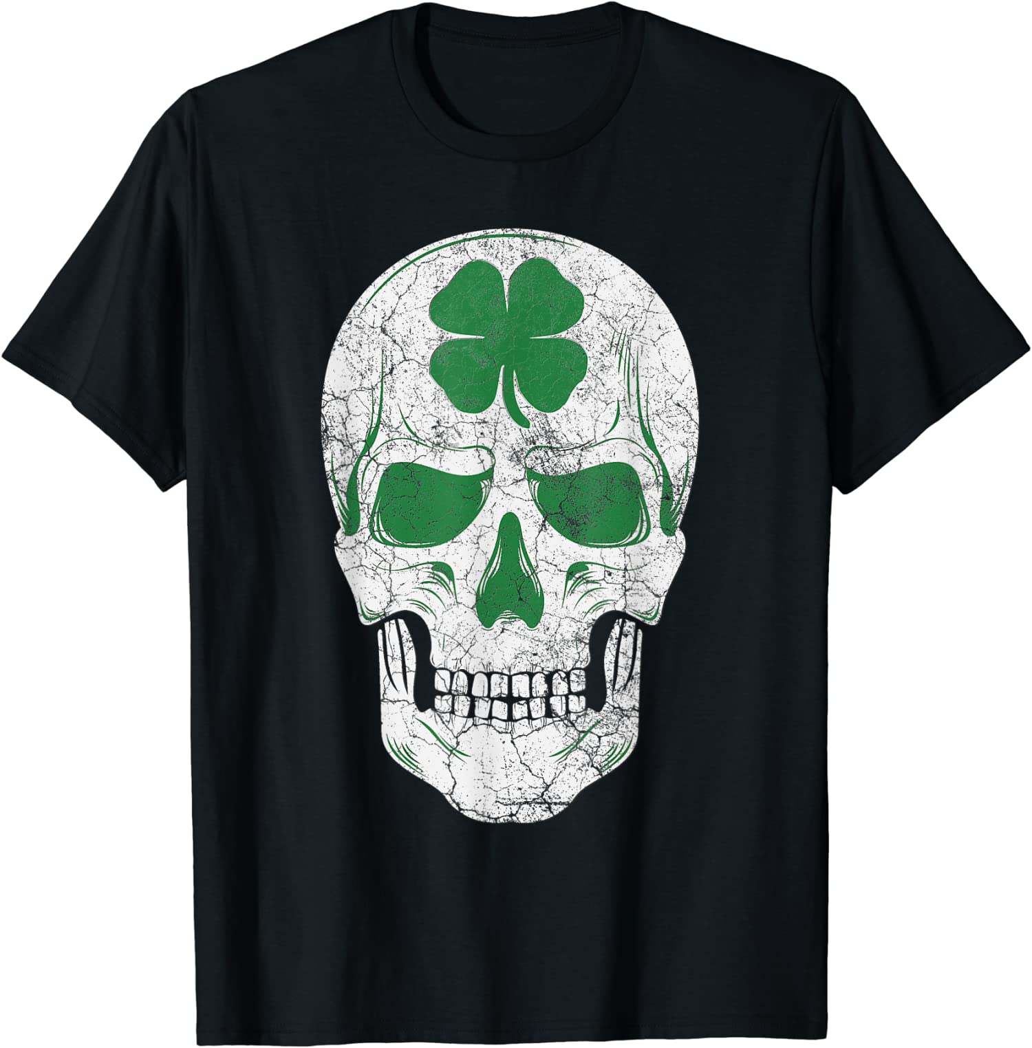 Green Shamrock Skull Irish Ireland St Patricks Day Unisex T-Shirt