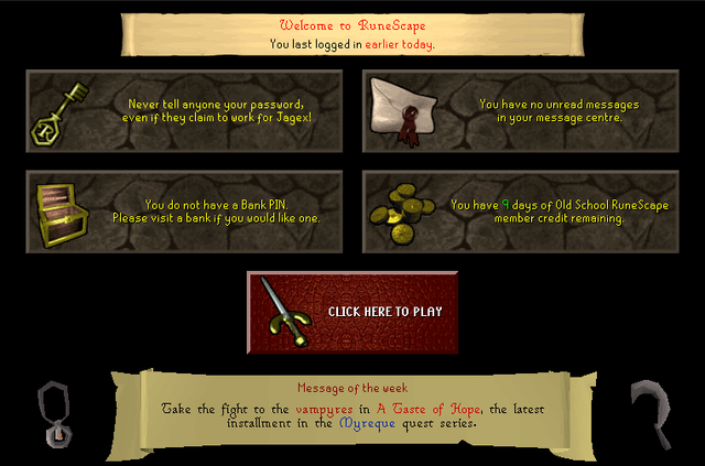 login screen