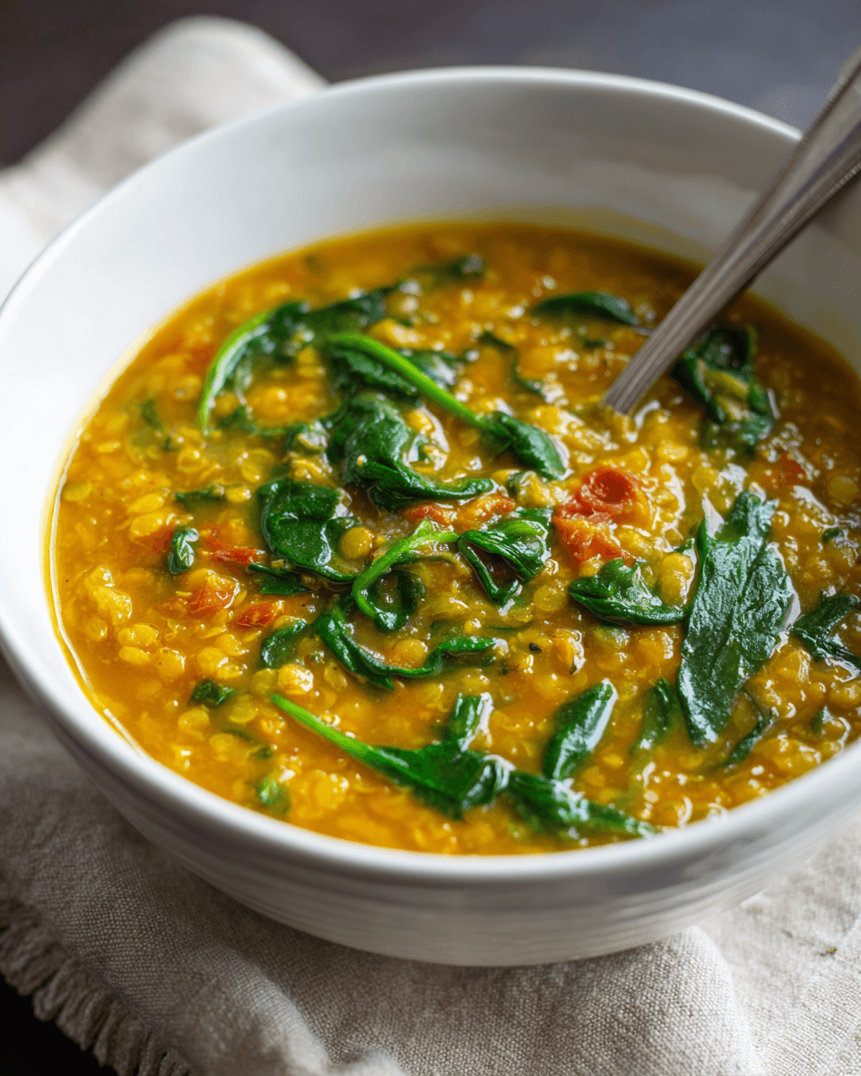 Delicious Curried Lentil Soup With Spinach step photo