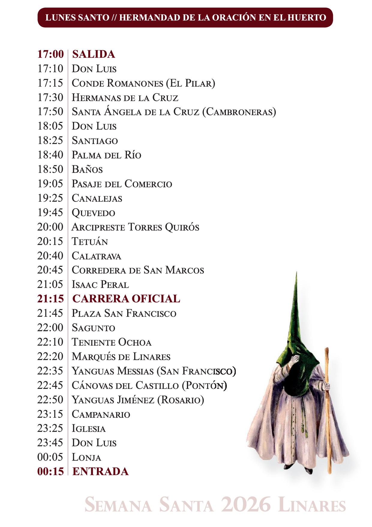 Horarios e Itinerarios de las Procesiones de la Semana Santa de Linares ...