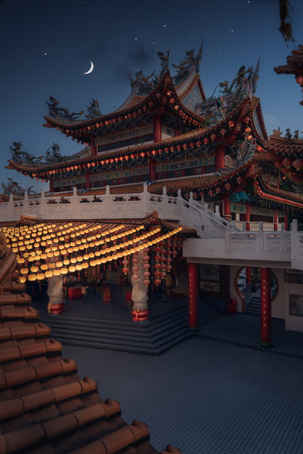 Chinese temple at night