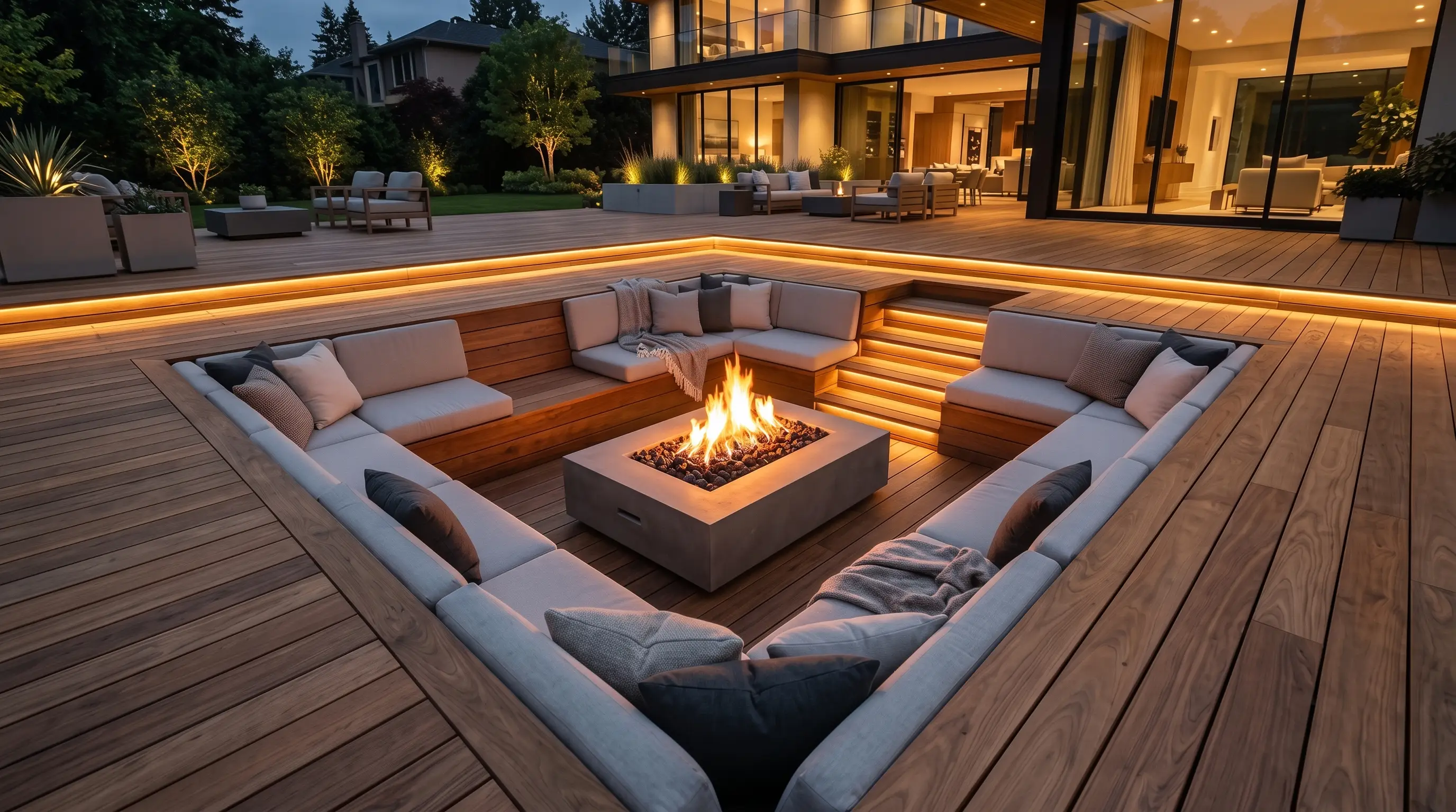 Sunken Conversation Pit Wooden Decks