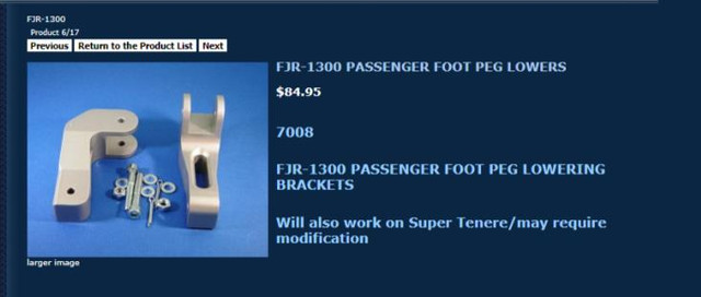 FJR1300 Rear footpeg extenders