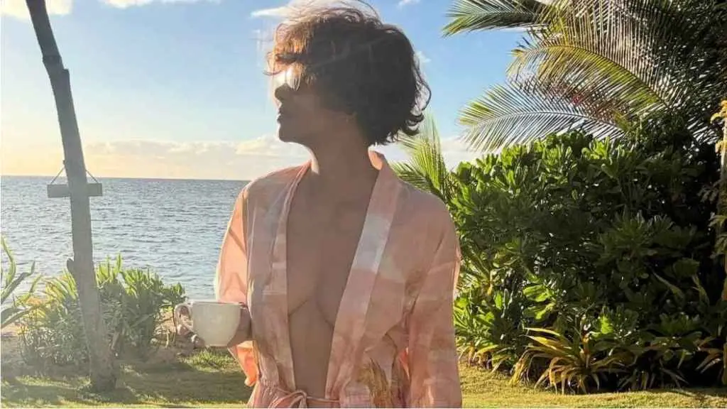 Halle Berry Shares Relaxed Vacation Look in String-Tied Cover-up