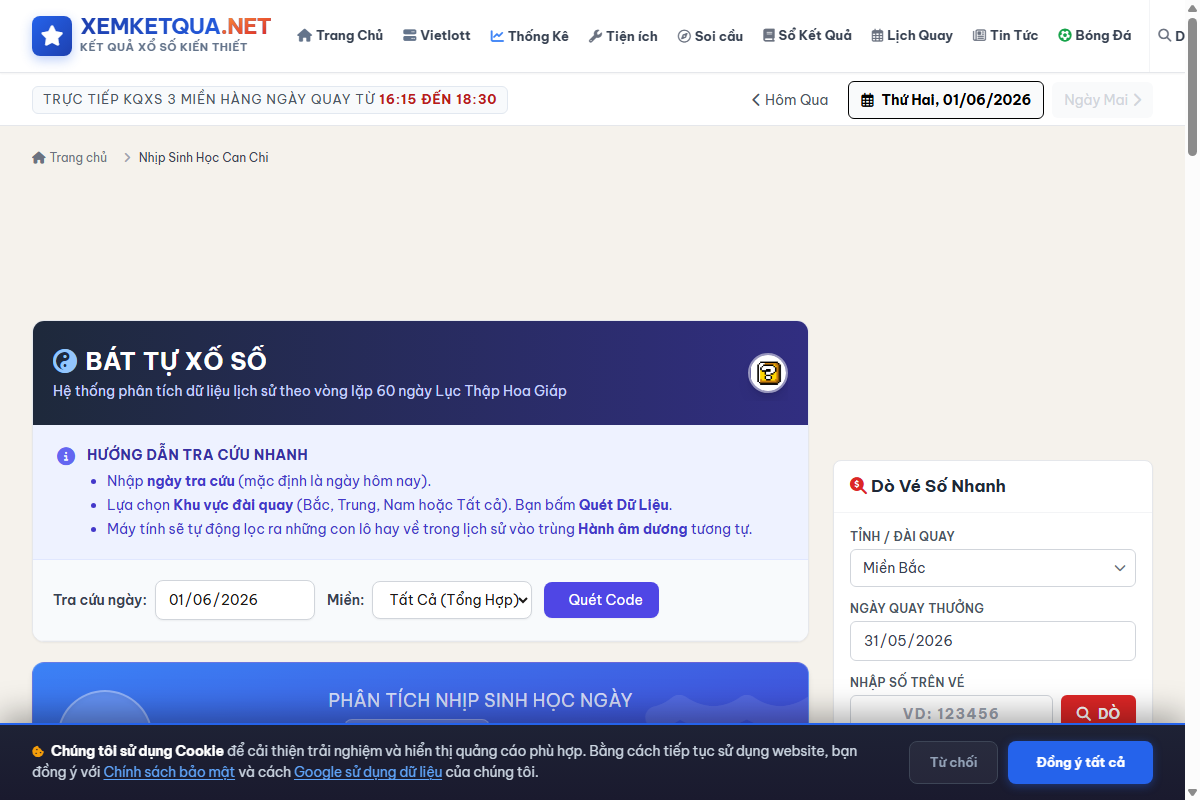 Hướng dẫn cách xem và sử dụng Soi cầu phong thủy Can Chi trên Xemketqua.net