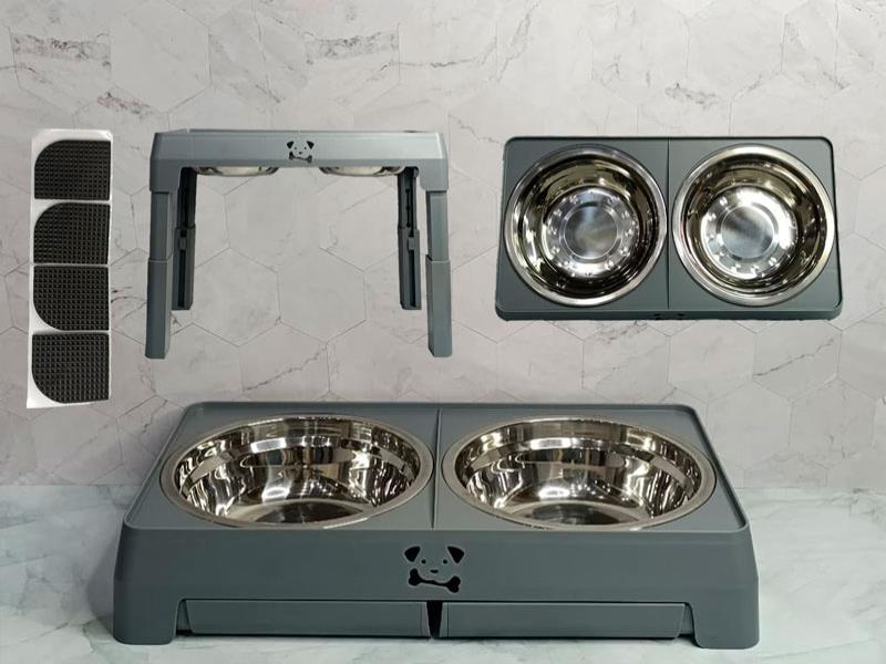 MESA COMEDOR GRIS P/MASCOTAS AJUSTABLE 12988