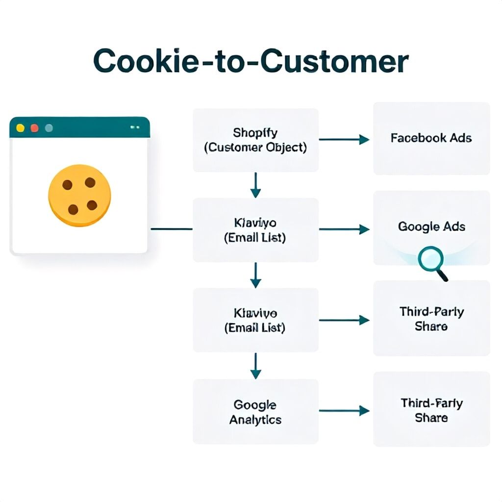 E-commerce Data Flow Mapping Diagram from Collection to Third-Party Sharing