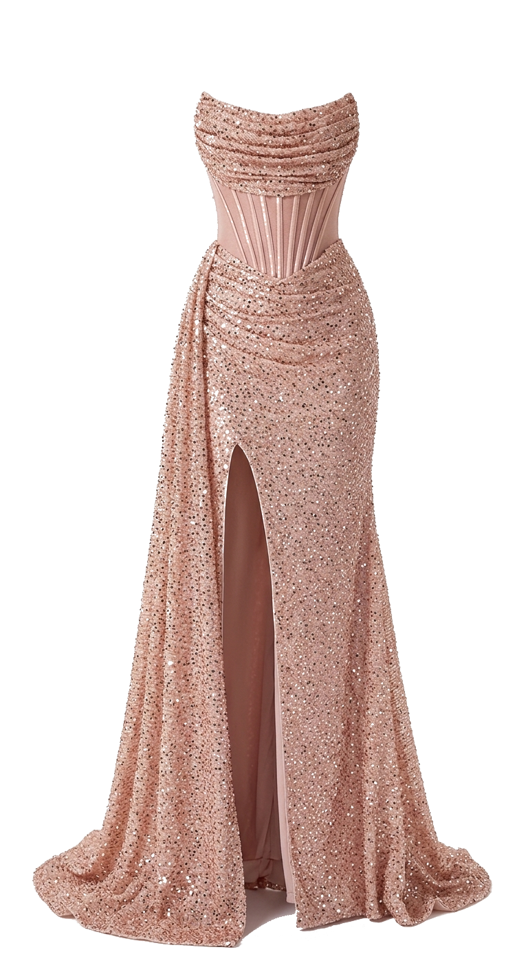Rose Gold Prom Dress | - 1 -