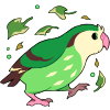 A green kakapo mid-walk while surrounded by a nature aura.