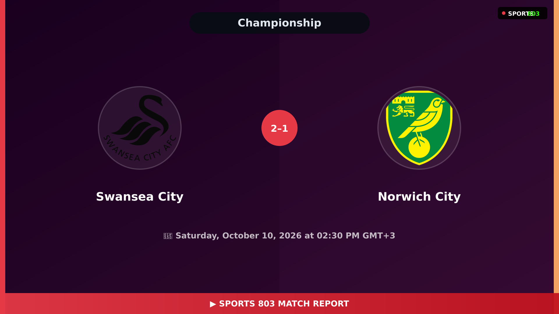 Swansea City vs Norwich City – Highlights & Replay | Sports 803