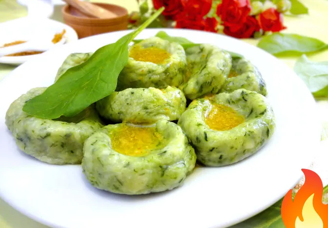 Постер Картофельные ньокки со шпинатом и укропом