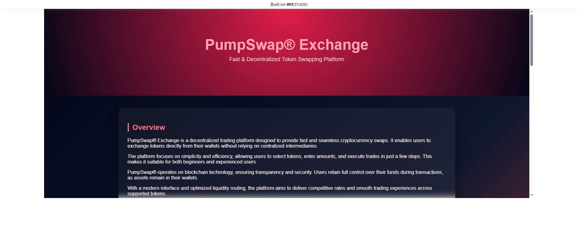 Screenshot of pumpxchange.wixstudio.com