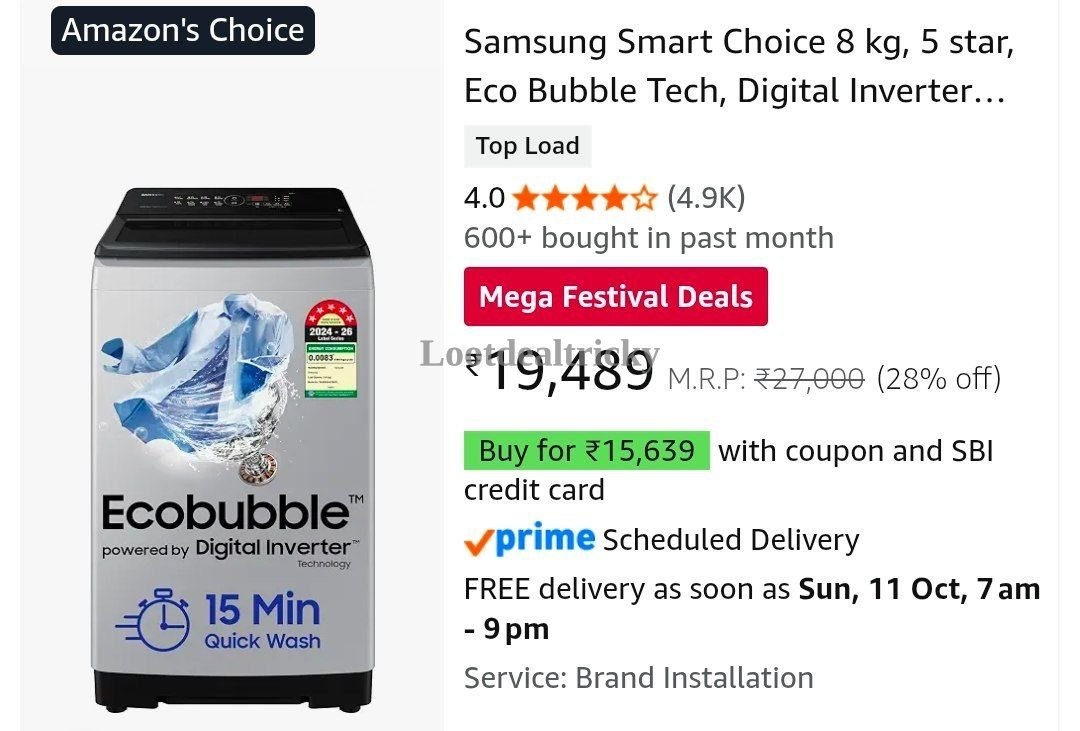 Samsung Automatic Washing – Just ₹15639 | Limited Time Loot Offer Samsung Automatic Washing – Just ₹15639 | Limited Time Loot Offer