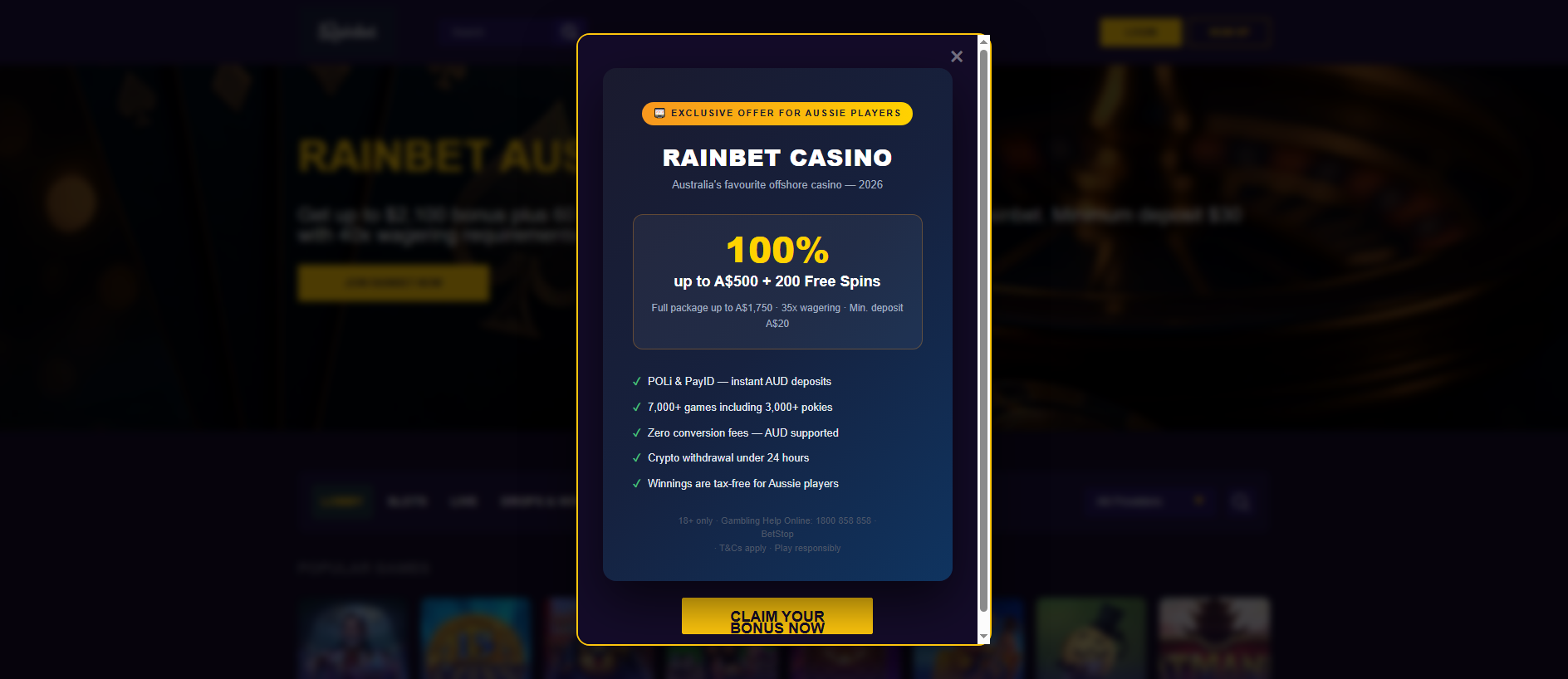 Stored capture of rainbet-aus.site