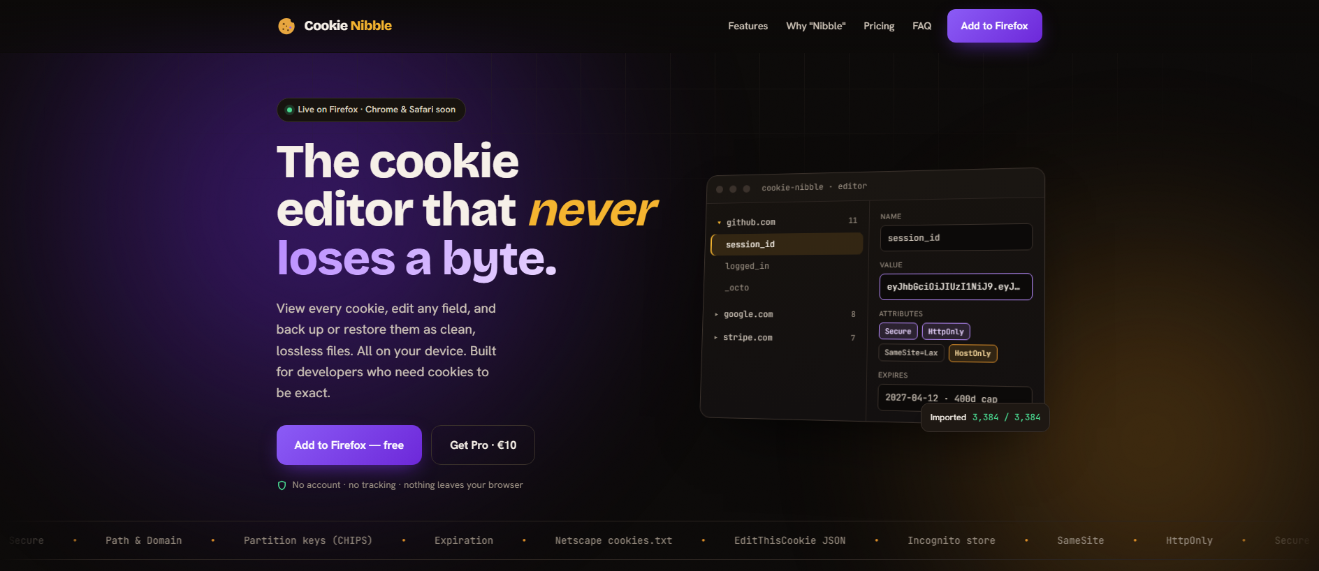 Stored capture of cookienibble.com