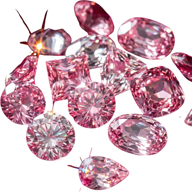 Pink diamonds on white background