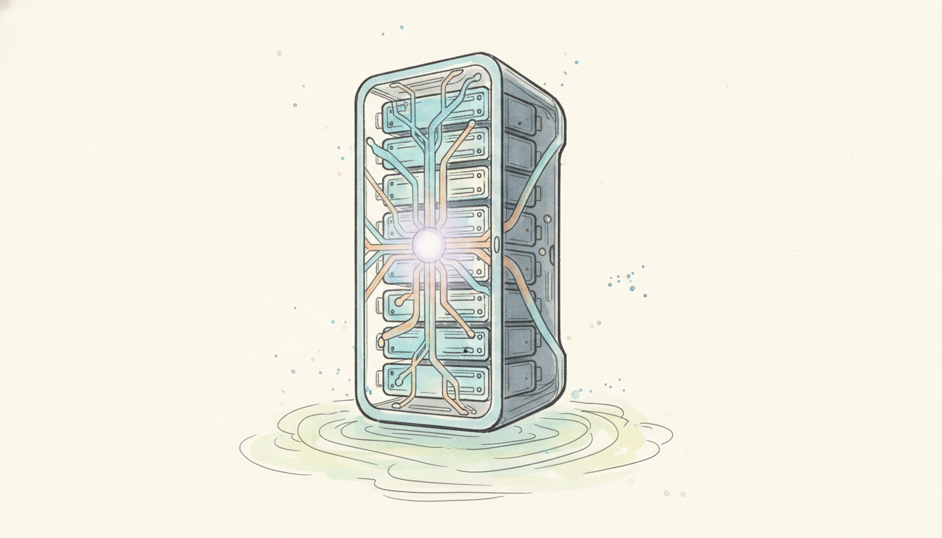 A sleek, powerful server rack or abstract network hub with smooth, glowing data pathways, representing an optimized, rea