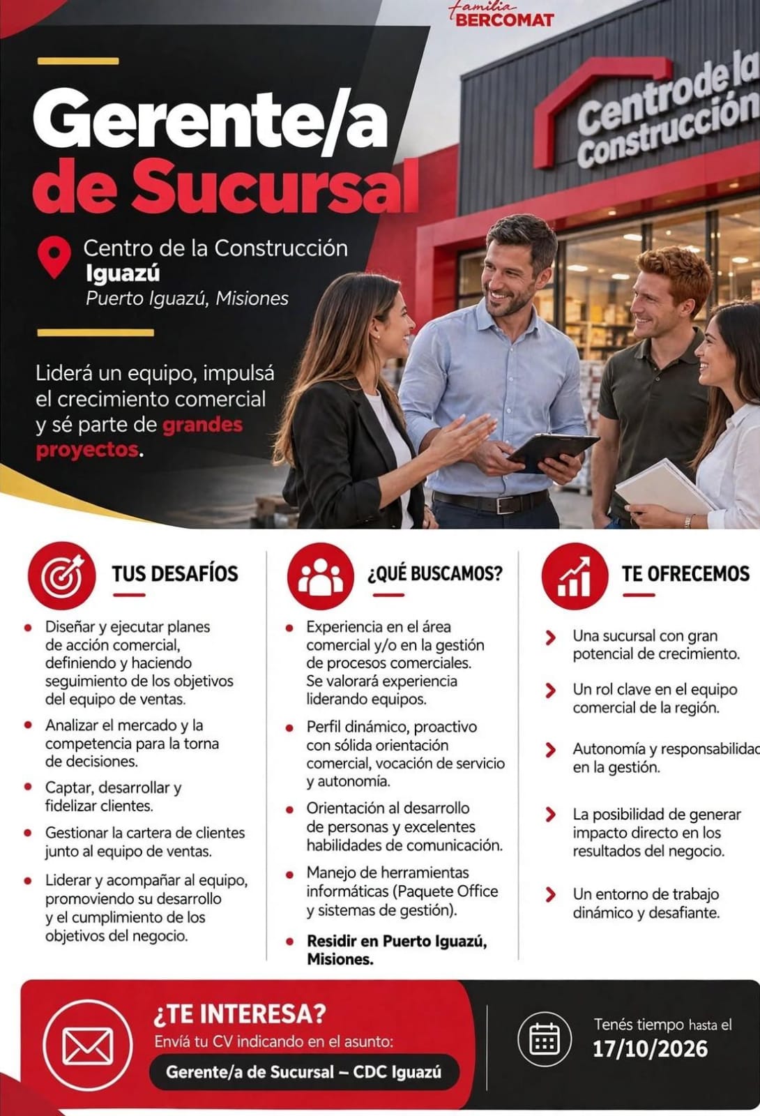 Se Busca Gerente de Sucursal en Puerto Iguazú