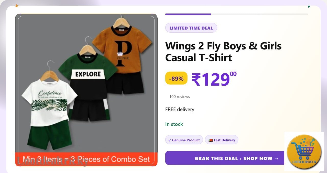   boys Girls Casual – Just ₹129 | Exclusive Sale Discount