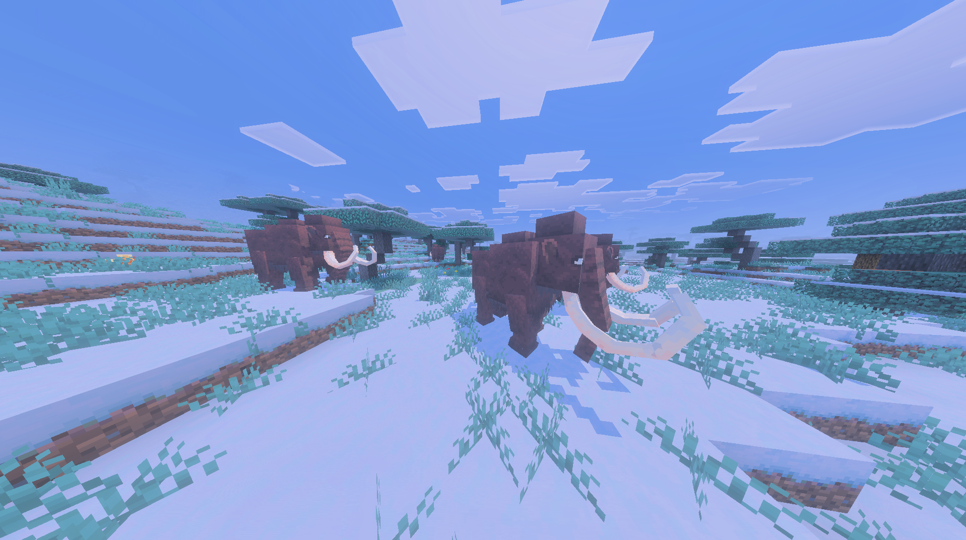 Mammoths roaming the Ice Age