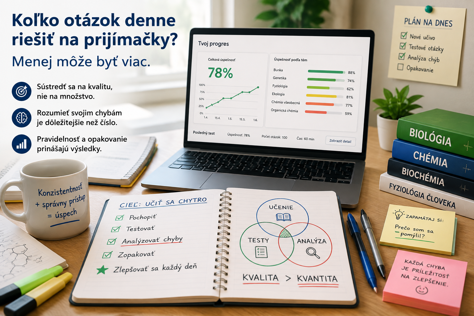 Koľko otázok denne riešiť na prijímačky na medicínu? Menej môže byť viac