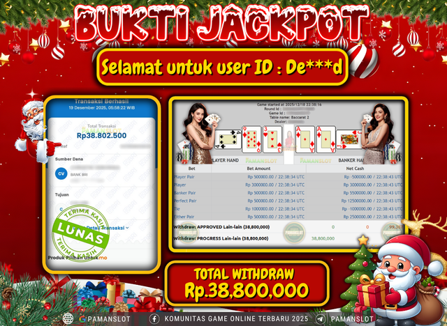 PAMANSLOT JACKPOT Game Live Games PP-Baccarat Rp.38,800,000- LUNAS