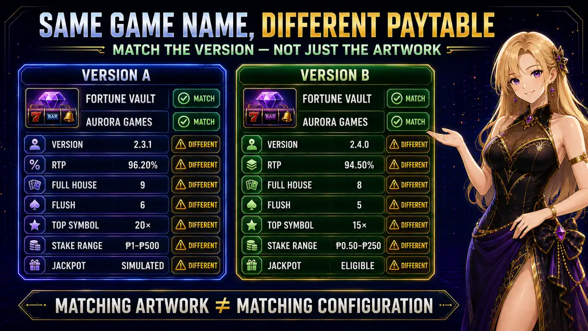 Same Game Name, Different Paytable