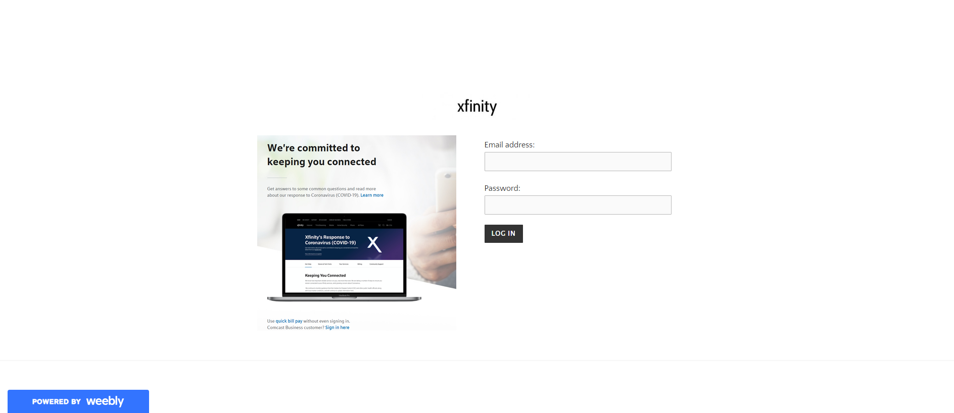 Stored capture of comcastmailin.weebly.com