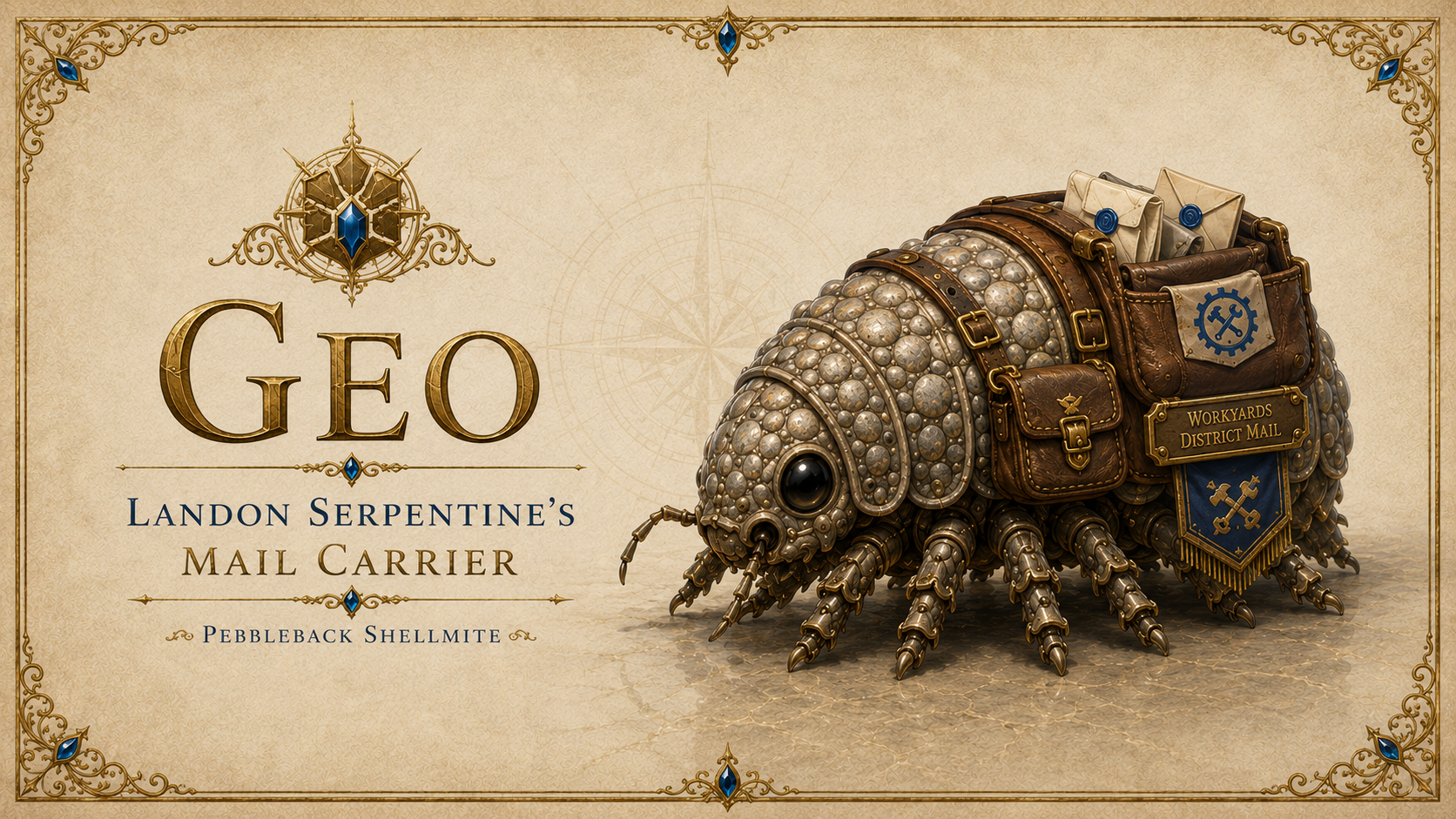 Geo, the pebbleback shellmite who brings Landon Serpentine's mail.