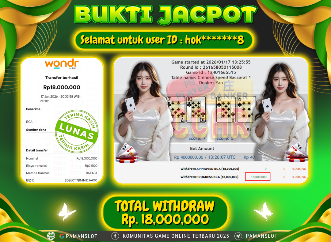 PAMANSLOT JACKPOT Game Live Games PP-Baccarat Rp.18,000,000- LUNAS