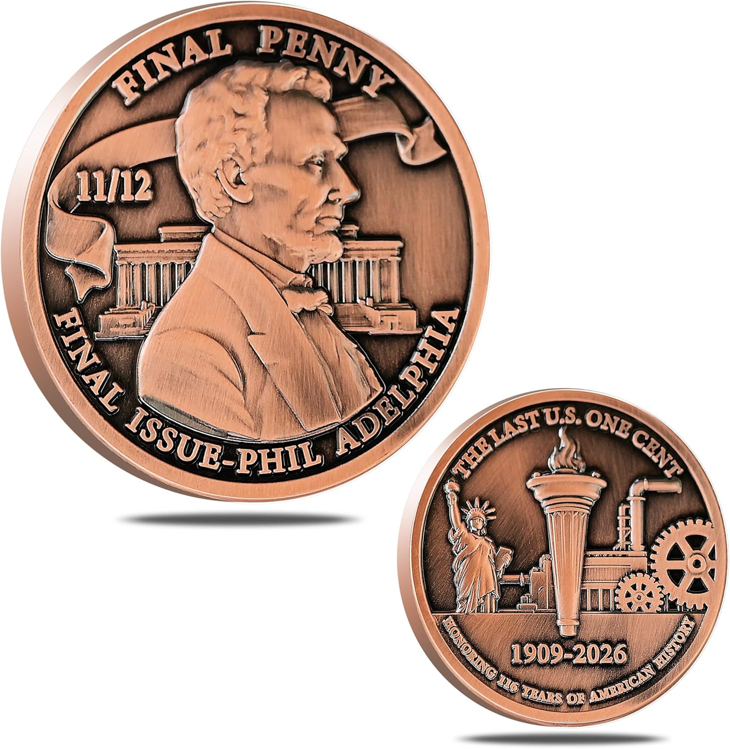 Last Lincoln Penny Memorial Coin 1909-2026 Coins Final Cent