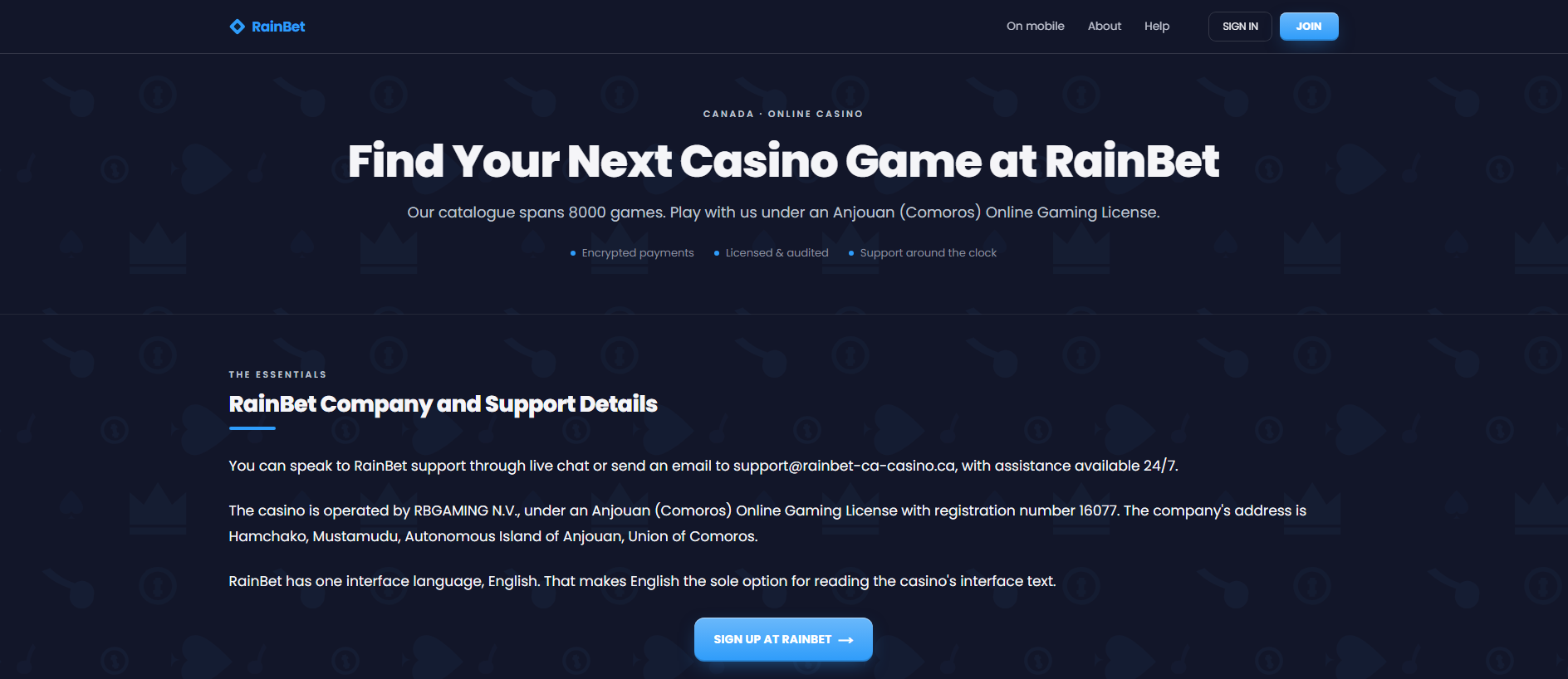Stored capture of rainbet-ca-casino.ca