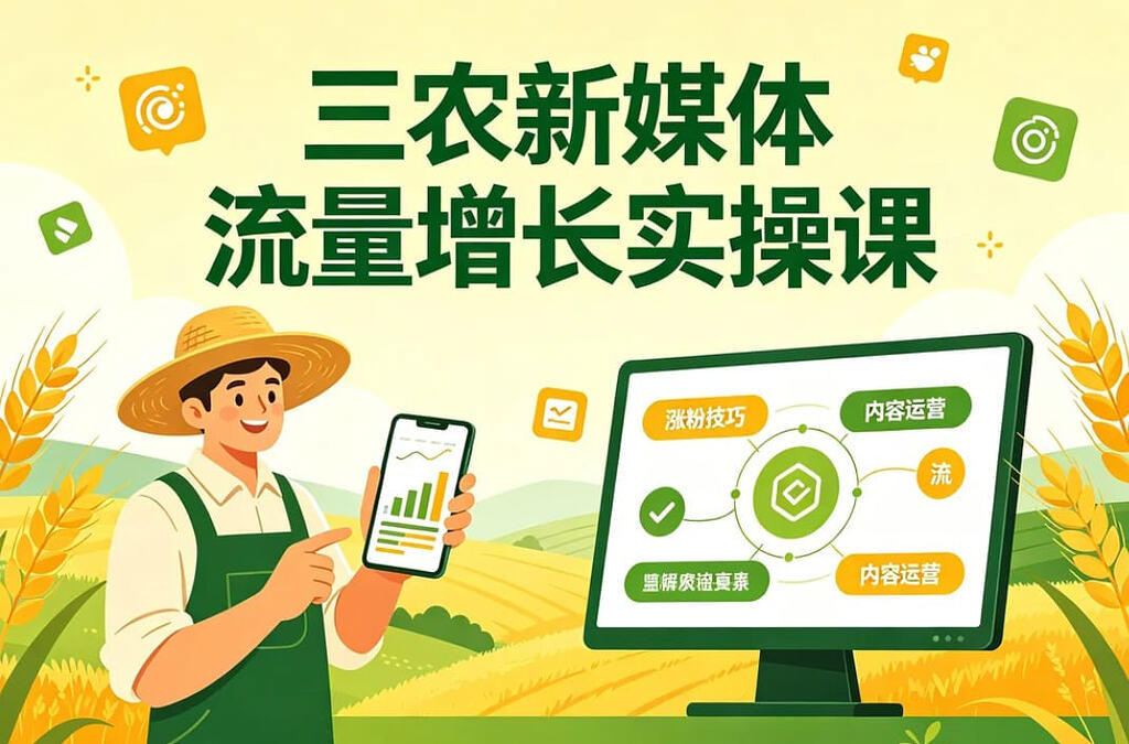 三农新媒体流量增长实操课，农产品短视频+直播带货
